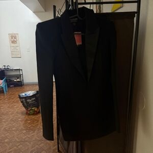 PrettyLittleThing Black Satin Lapel Blazer